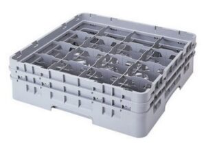 cambro 16s318-151 3-5/8-inch camrack polypropylene stemware and tumbler glass rack with 16 compartments, full, soft gray