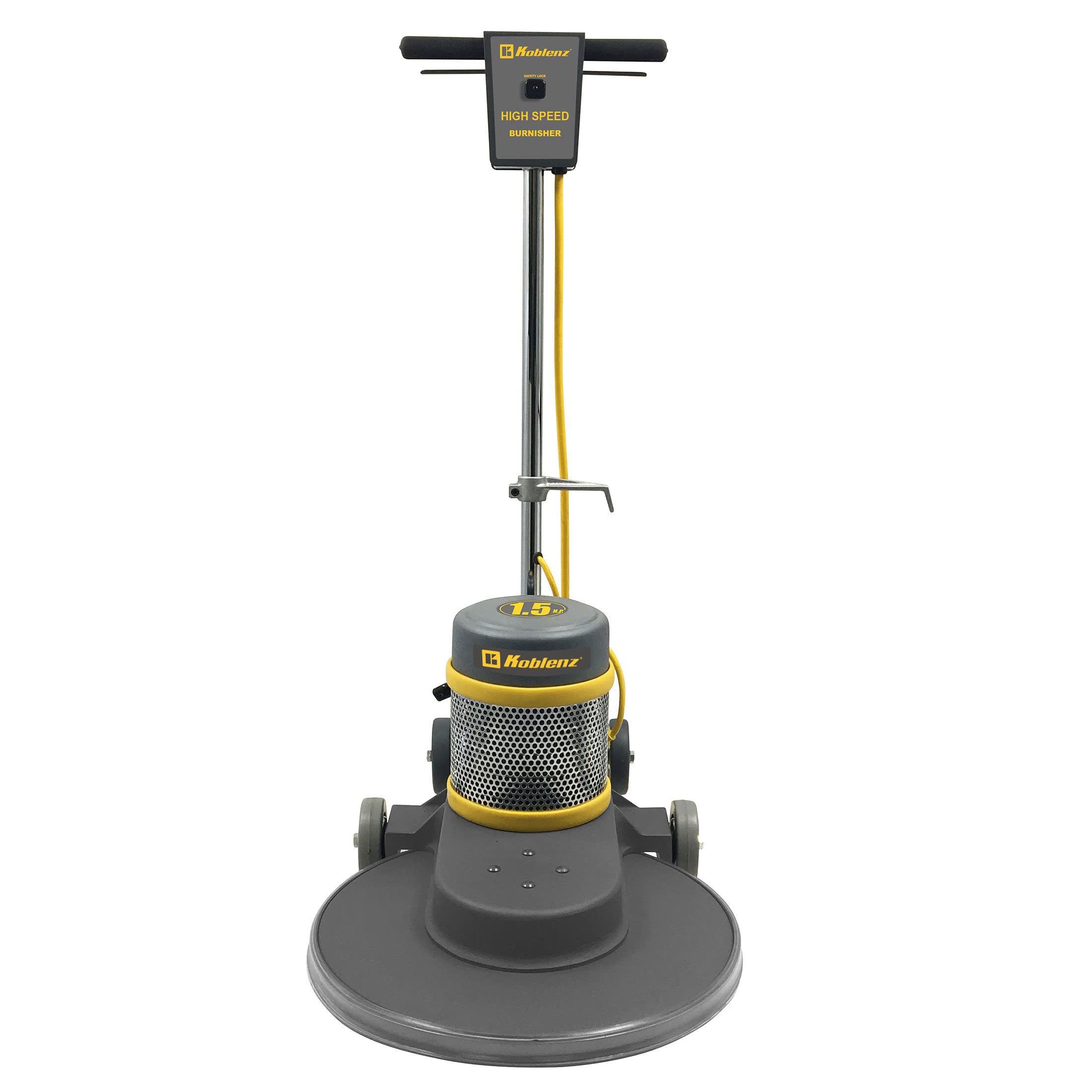 Koblenz Ultra High-Speed Burnisher, Floor Cleaner with 1.5 Hp AC Twin Capacitor, 50' Power Cord, Chromed Handle, 4 Wheels, and 20" Cleaning Pad, Durable Electric Scrubber, B-1500-P