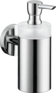 hansgrohe bath and kitchen sink soap dispenser premium 7-inch, modern soap dispenser in chrome, 40514000,small