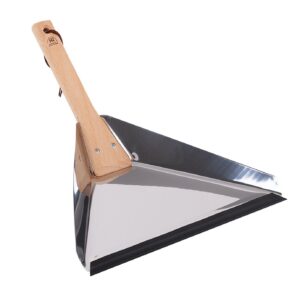 REDECKER Heavy Duty Stainless Steel Delta Dust Pan, Large Dustpan with 14-1/8-Inches Oiled Beechwood Handle for Home and Outdoor Use, Industrial Quality, Made in Germany