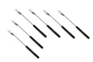 swissmar set of 6 cheese fondue forks, dark wood handles