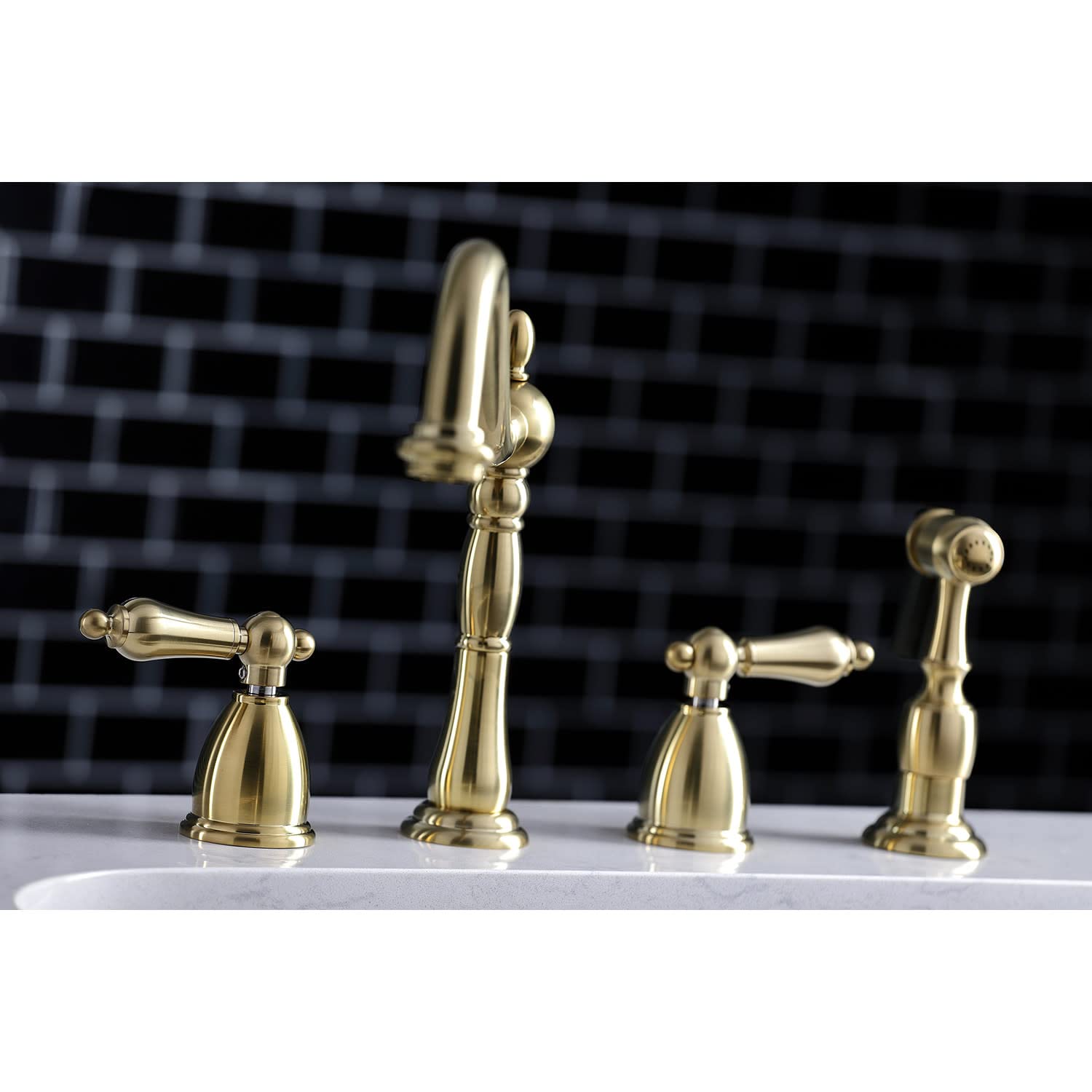 Kingston Brass KB1799ALBS Heritage 8-Inch Centerset Kitchen Faucet, Brushed Nickel and Polished Brass