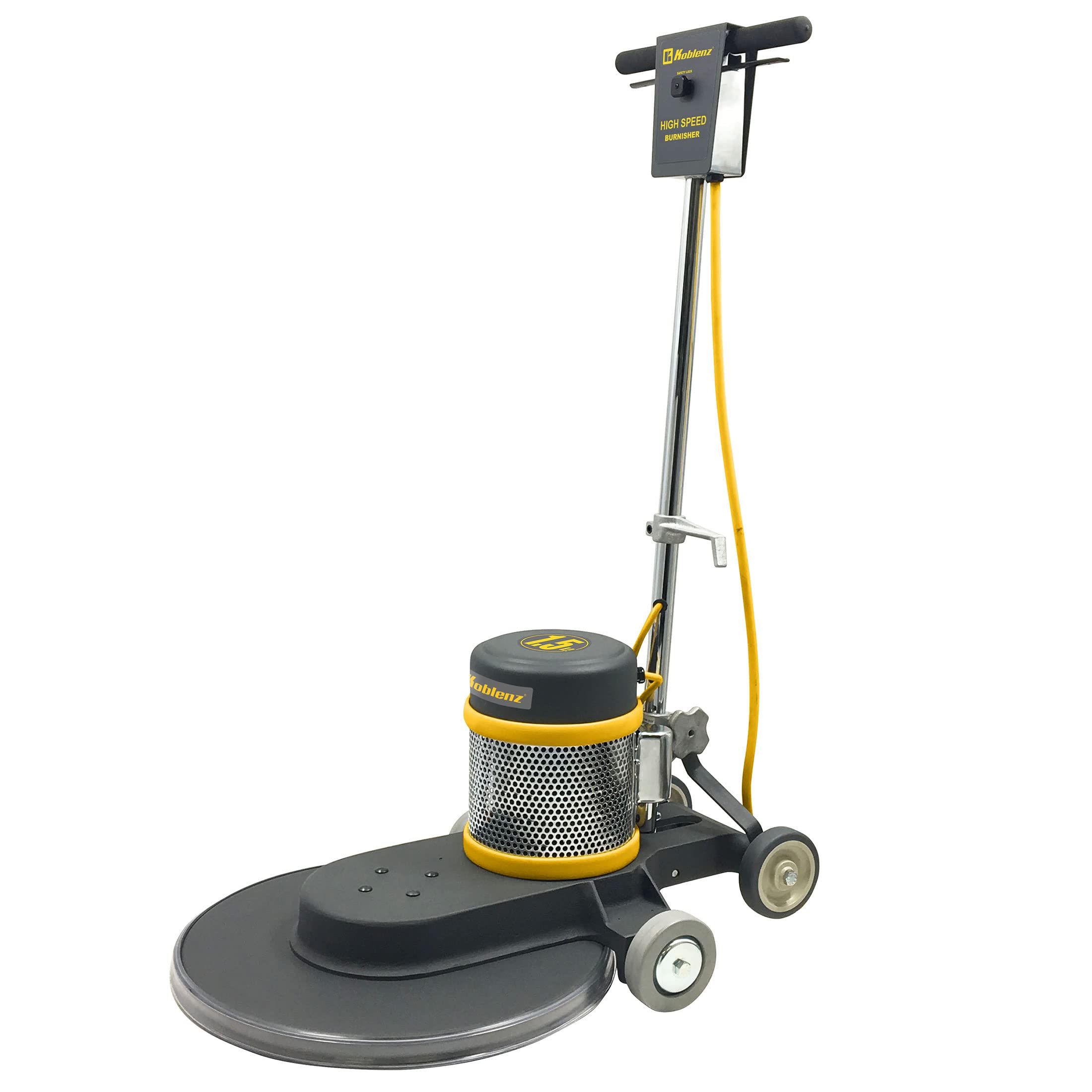 Koblenz Ultra High-Speed Burnisher, Floor Cleaner with 1.5 Hp AC Twin Capacitor, 50' Power Cord, Chromed Handle, 4 Wheels, and 20" Cleaning Pad, Durable Electric Scrubber, B-1500-P