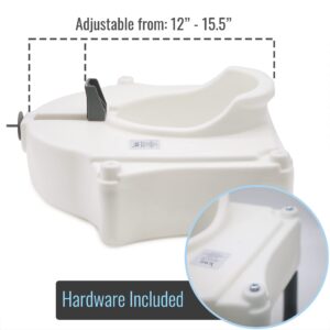 DMI Hi-Riser Elevated Locking Raised Toilet Seat with Armrests, 5 Inch Seat Height, Supports 350lbs, White