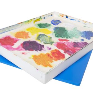 Masterson Artist Palette Seal, 12in x 16in Airtight Palette Container, Keeps Wet Paint Fresh for Weeks, Oil or Acrylic Painting Palette with Lid, Seal, Blue Lid Box, Made in USA