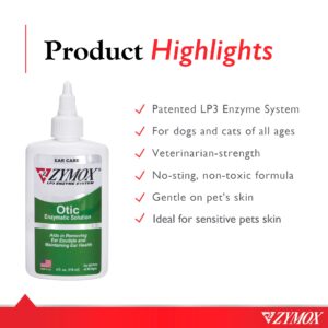 PET KING BRANDS Zymox Otic Enzymatic Solution for Dogs and Cats to Soothe Ear Infections Without Hydrocortisone for Itch Relief, 4oz