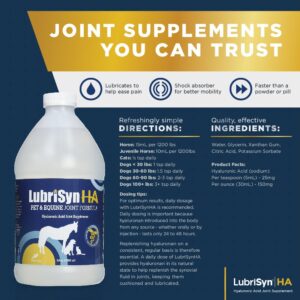 LubriSynHA Hyaluronic Acid Pet & Equine Joint Formula 64oz - All-Natural, High-Molecular Weight Liquid Hyaluronan - Joint Support for Horses, Dogs, Cats - Promotes Healthy Joint Function, Made in USA