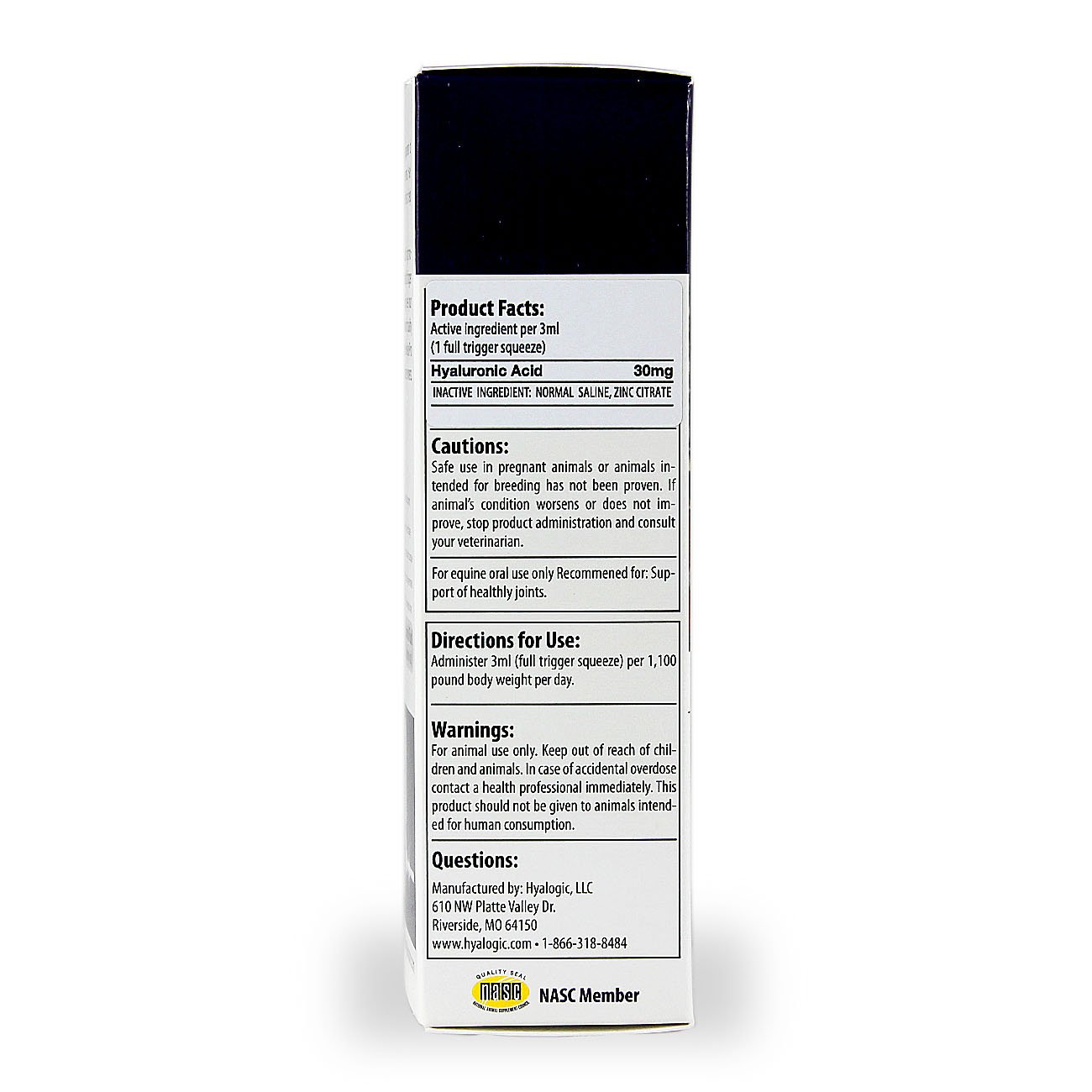 Hyalogic Hyaluronic Acid for Horses 30 Day Supply for Joint Health - Easy Oral Tip Dispenser - Liquid HA for Equine Joints & Cartilage Support Supplement - Hyalun Pro Equine Supplies - 3 oz / 90 ml