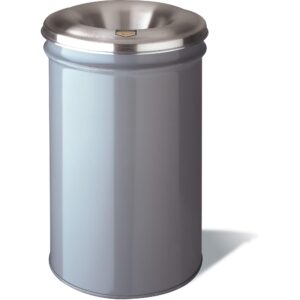 justrite 26615g cease-fire steel paper waste receptacle with aluminum head, 15 gallon capacity, 15-1/8" od x 25-3/4" height, gray