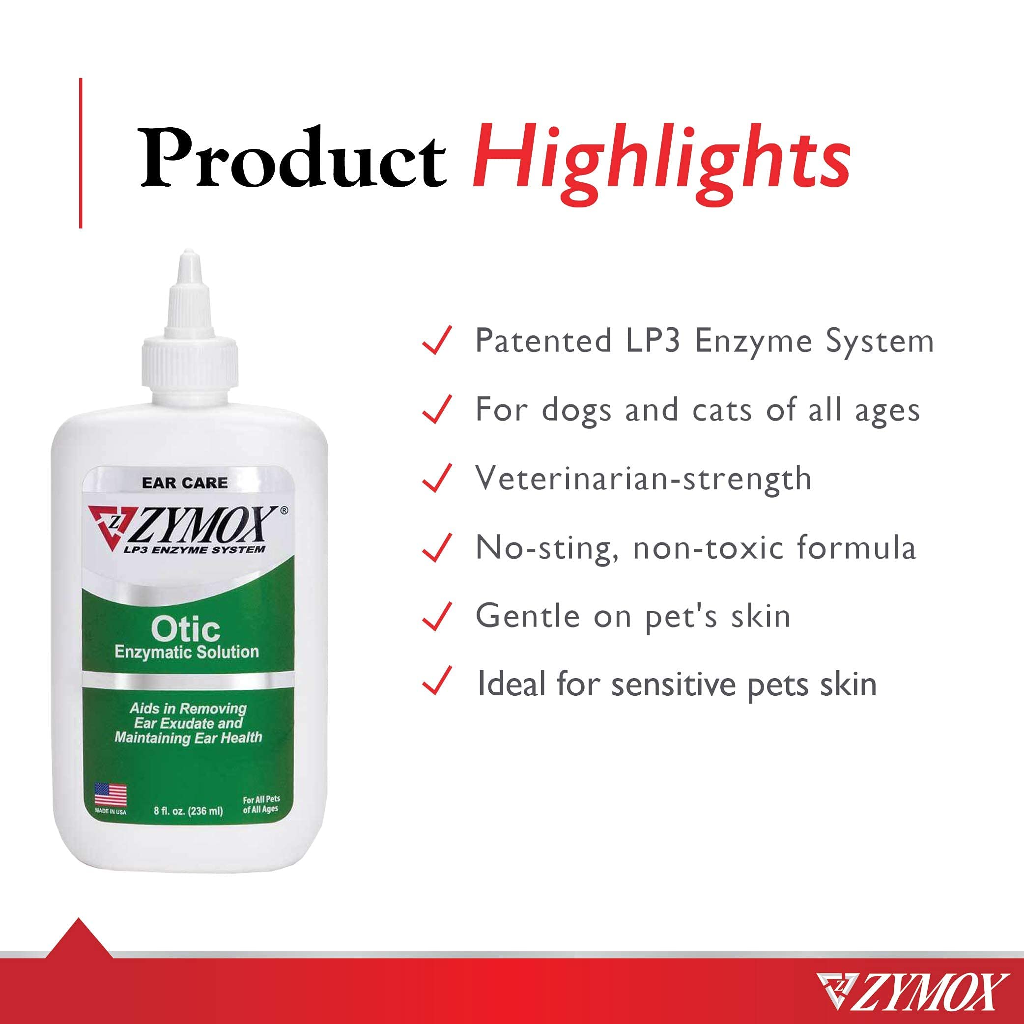 PET KING BRANDS Zymox Otic Enzymatic Solution for Dogs and Cats to Soothe Ear Infections Without Hydrocortisone for Itch Relief, 8oz