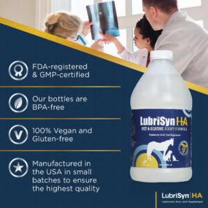 LubriSynHA Hyaluronic Acid Pet & Equine Joint Formula 64oz - All-Natural, High-Molecular Weight Liquid Hyaluronan - Joint Support for Horses, Dogs, Cats - Promotes Healthy Joint Function, Made in USA