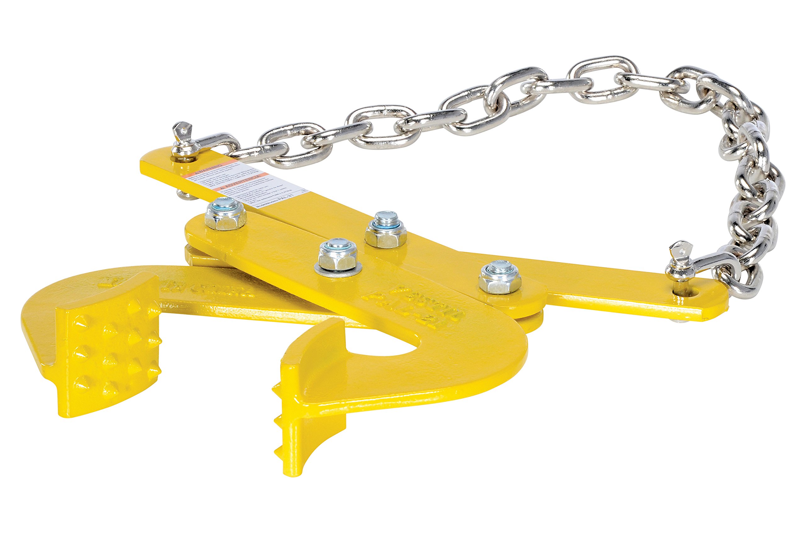 Vestil PAL-21 Steel Double Scissor Pallet Puller, 5000 lbs Capacity, 3" Opening x 2-3/4" Height Jaw, Yellow