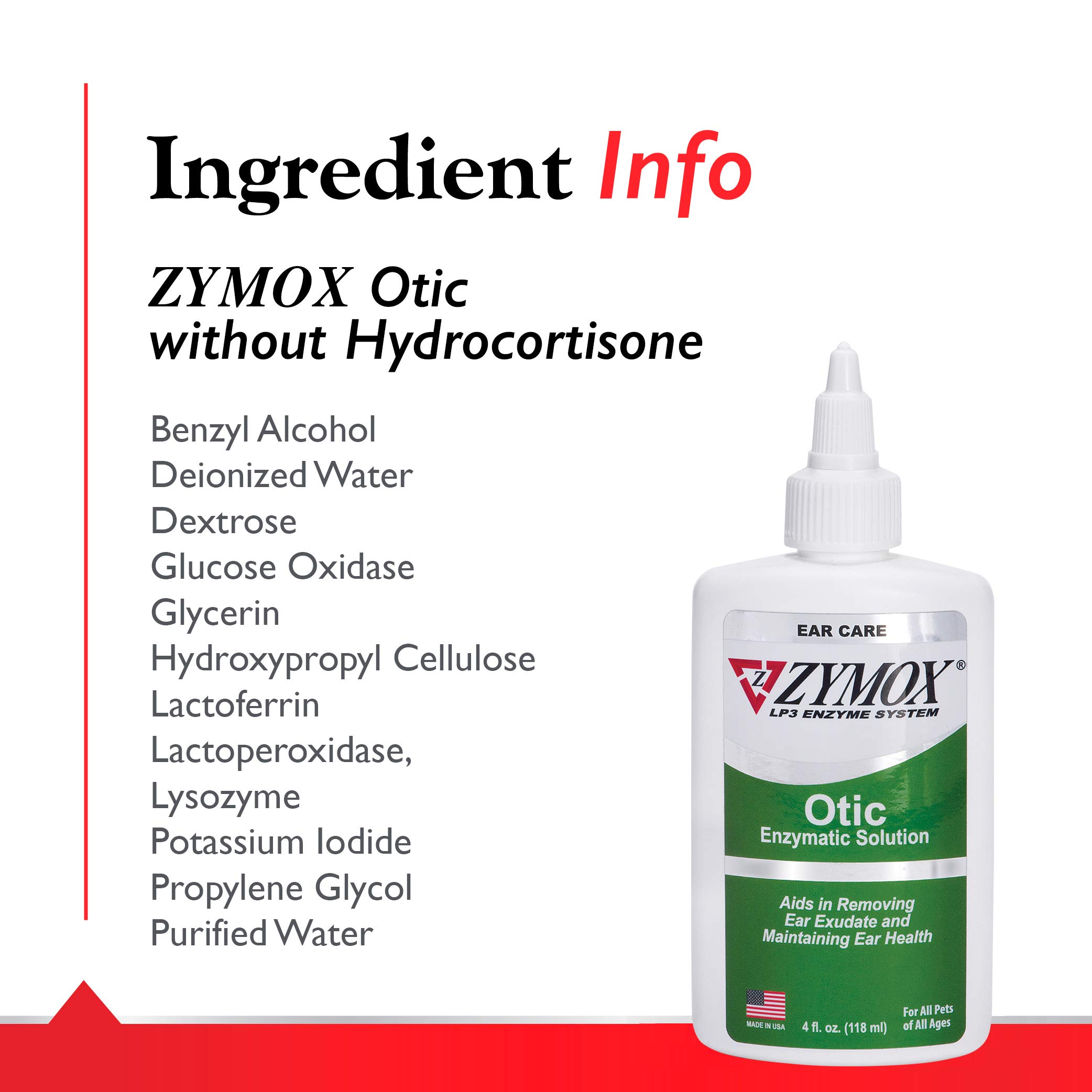 PET KING BRANDS Zymox Otic Enzymatic Solution for Dogs and Cats to Soothe Ear Infections Without Hydrocortisone for Itch Relief, 4oz