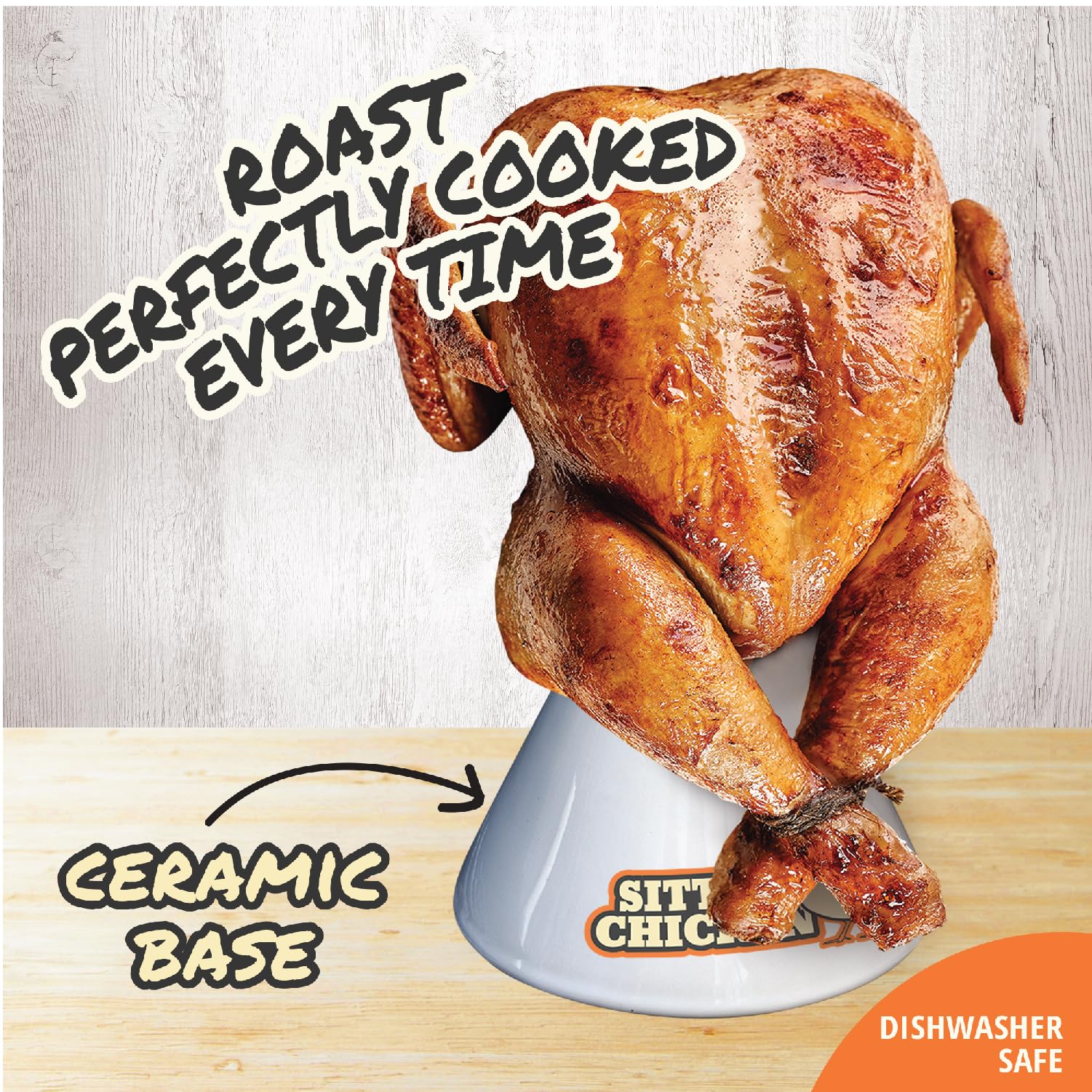 Sittin' Chicken Ceramic Beer Can Steamer & Roaster- Easily Infuse Marinade & Sauce Flavors Into Your Meat- Wide Ceramic Base for Oven or Grill Use- Easy Meal Prep for Christmas Meals & Holiday Parties