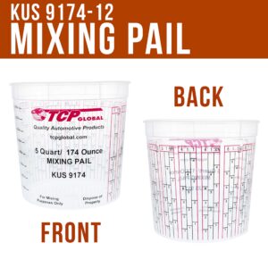 Custom Shop/TCP Global (Pack of 12 - Mix Cups/Buckets - 5 Quart) - (174 Ounce Volume Paint and Epoxy Mixing Cups)