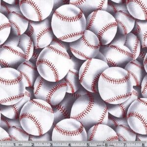 timeless treasures baseball toss white, quilting fabric by the yard