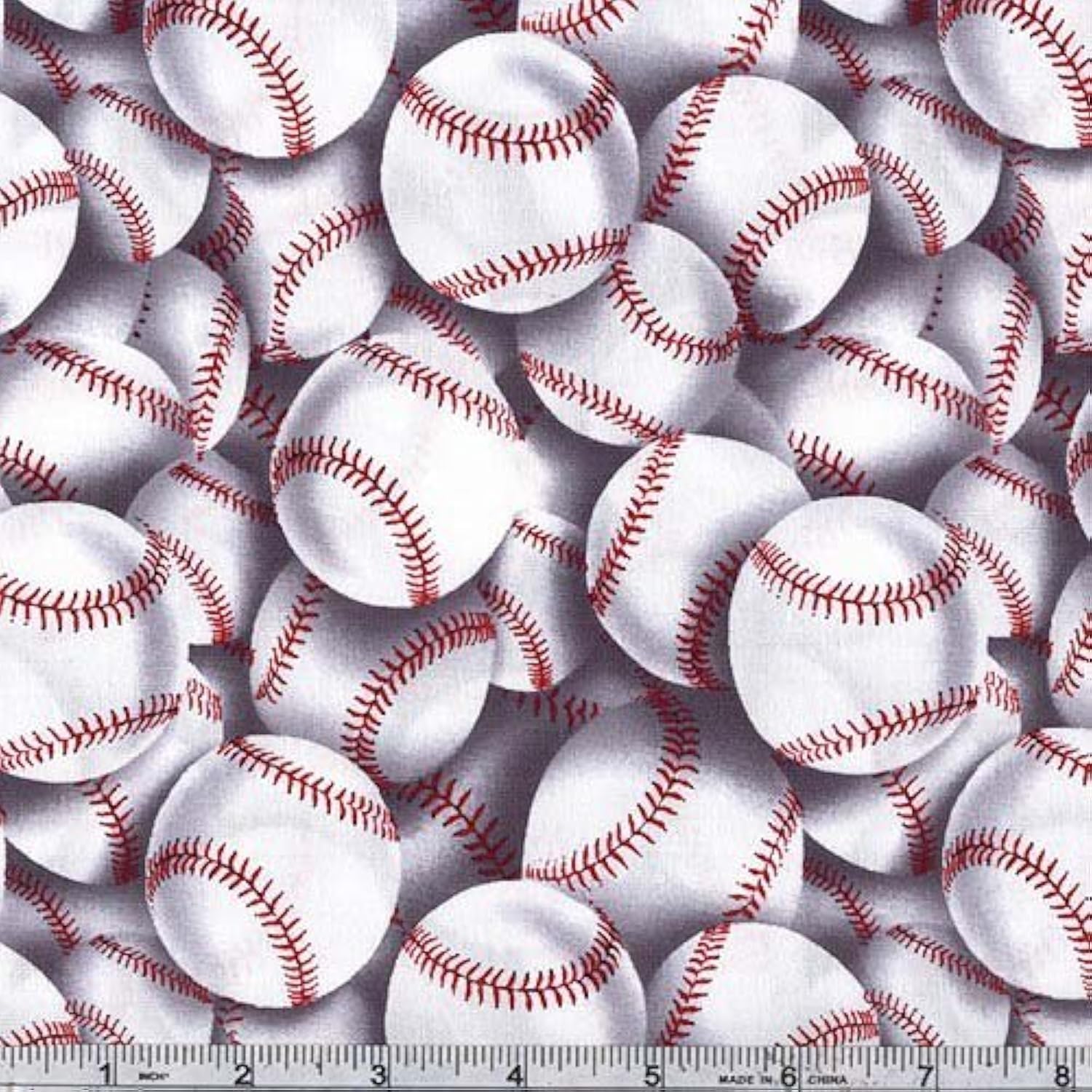 Timeless Treasures Baseball Toss White, Quilting Fabric by the Yard