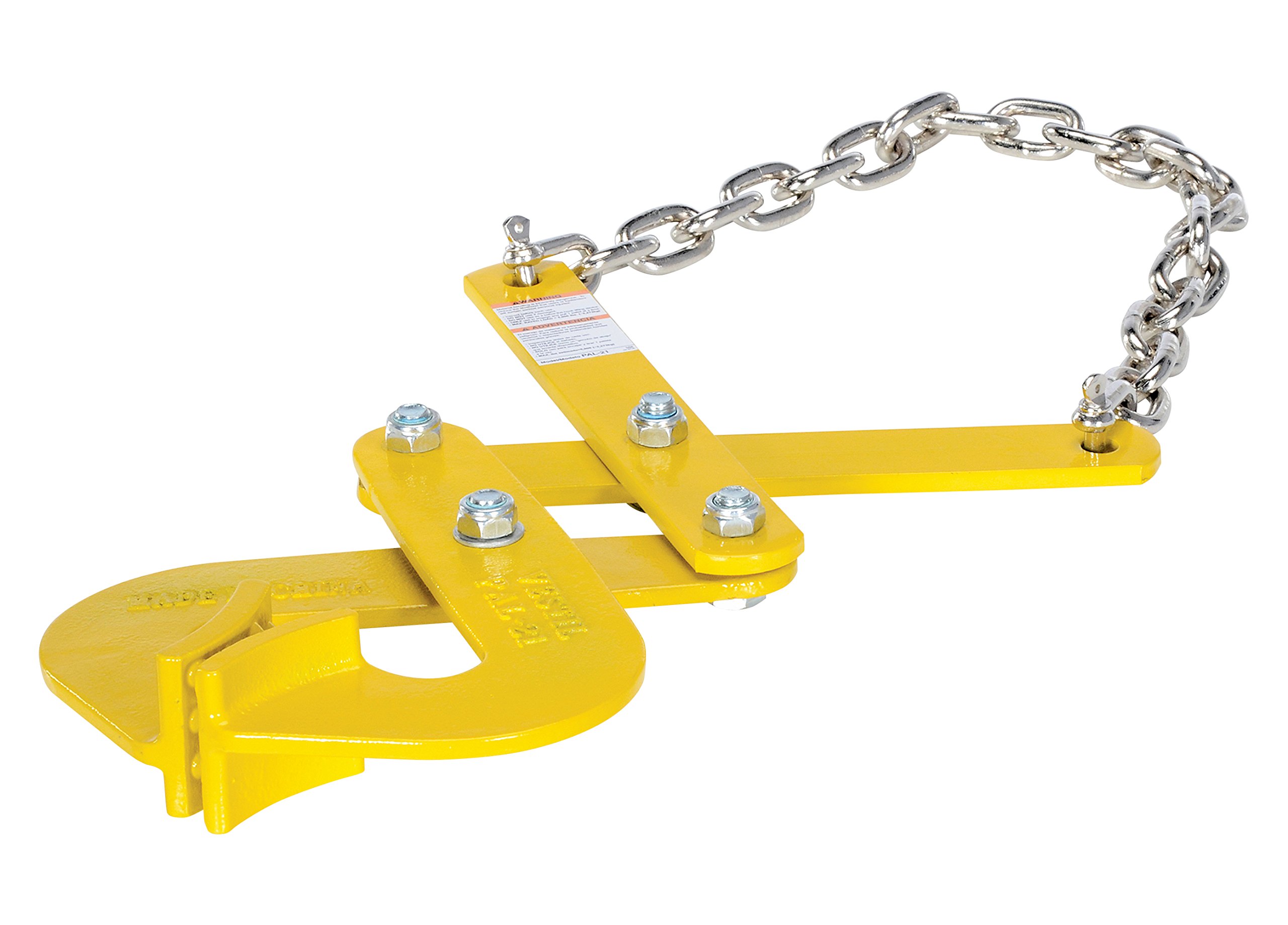 Vestil PAL-21 Steel Double Scissor Pallet Puller, 5000 lbs Capacity, 3" Opening x 2-3/4" Height Jaw, Yellow