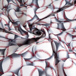 Timeless Treasures Baseball Toss White, Quilting Fabric by the Yard