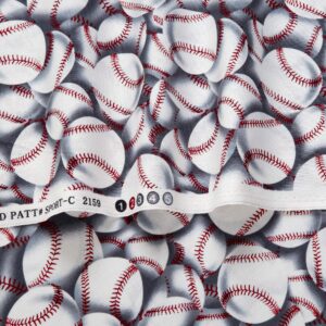 Timeless Treasures Baseball Toss White, Quilting Fabric by the Yard