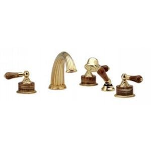 phylrich k2241p1_11b - versailles deck mounted tub set w/hand shower, brown onyx handle