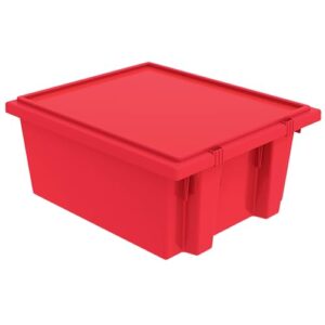 Akro-Mils 35191 Lid for 35190 and 35195 Plastic Nest and Stack Storage Tote, Red, (6-Pack)