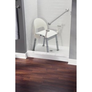 Moen DN7100 Home Care Premium Adjustable Bath Safety Shower Chair with Back and Arm Rests, Glacier