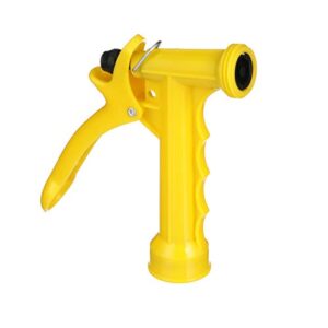 Seachoice Plastic Hose Nozzle w/ Locking Spray Lever and Stainless Steel Return Spring, Yellow, 5-1/2 In.