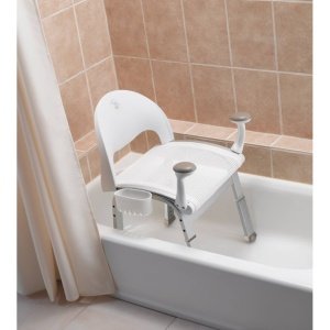 Moen DN7100 Home Care Premium Adjustable Bath Safety Shower Chair with Back and Arm Rests, Glacier