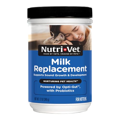 Nutri-Vet Milk Replacement For Kittens - Healthy Gut Support with Probiotics - Essential Nutrients - Veterinarian Formulated - 12 oz