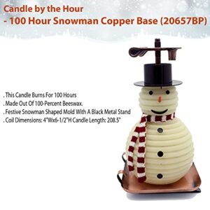 Candle by the Hour 100-Hour Snowman Candle, Copper Base, Eco-friendly Natural Beeswax with Cotton Wick