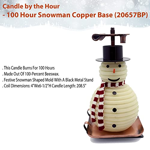 Candle by the Hour 100-Hour Snowman Candle, Copper Base, Eco-friendly Natural Beeswax with Cotton Wick