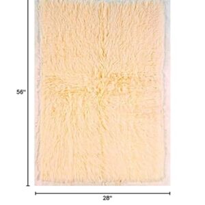 Linon 1400gram Natural Off White Wool Shag 2'4" X 4'3" Accent New Flokati Rug, 2' x 5'