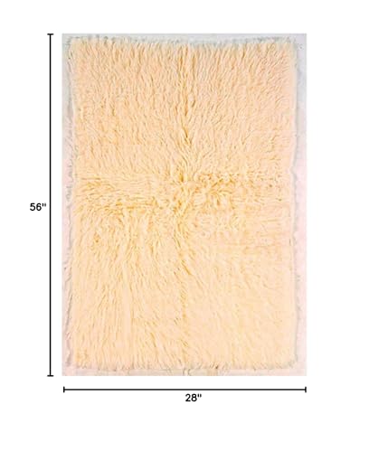 Linon 1400gram Natural Off White Wool Shag 2'4" X 4'3" Accent New Flokati Rug, 2' x 5'