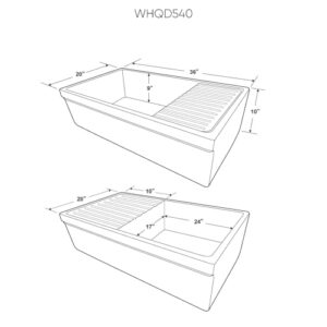 Whitehaus Collection WHQD540-BISCUIT Quatro Alcove Kitchen, Fireclay, Front Apron Sink, Glossy, Biscuit