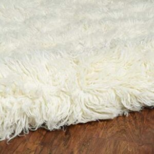 Linon 1400gram Natural Off White Wool Shag 2'4" X 4'3" Accent New Flokati Rug, 2' x 5'