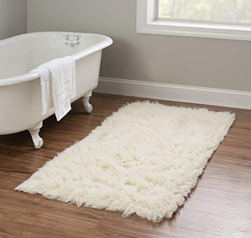 Linon 1400gram Natural Off White Wool Shag 2'4" X 4'3" Accent New Flokati Rug, 2' x 5'