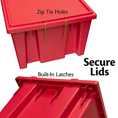 Akro-Mils 35191 Lid for 35190 and 35195 Plastic Nest and Stack Storage Tote, Red, (6-Pack)