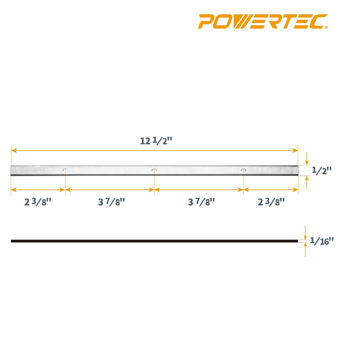 POWERTEC 12-1/2 Inch Planer Blades for Delta 22-560 22-565 TP305 TP400LS, WEN PL1252 6550, Craftsman CMEW320 21758, Grizzly G0663, Porter Cable PC305TP, POWERTEC PL1252 Planer, Set of 2 (12803)