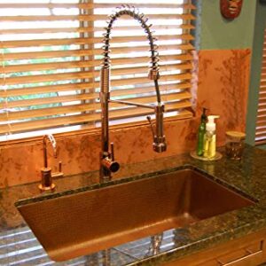 Premier Copper Products KSB33199 33-Inch Hammered Kitchen Single Basin Sink, Antique Copper