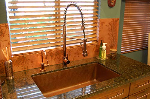 Premier Copper Products KSB33199 33-Inch Hammered Kitchen Single Basin Sink, Antique Copper