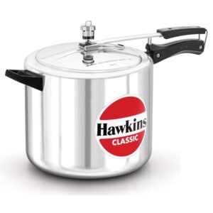 hawkins classic aluminum pressure cooker, 10 litre, silver