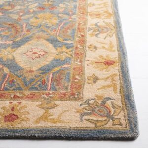 SAFAVIEH Anatolia Collection Area Rug - 8' x 10', Light Blue & Ivory, Handmade Traditional Oriental Wool, Ideal for High Traffic Areas in Living Room, Bedroom (AN544D)