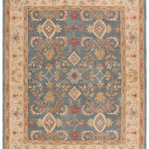 SAFAVIEH Anatolia Collection Area Rug - 8' x 10', Light Blue & Ivory, Handmade Traditional Oriental Wool, Ideal for High Traffic Areas in Living Room, Bedroom (AN544D)