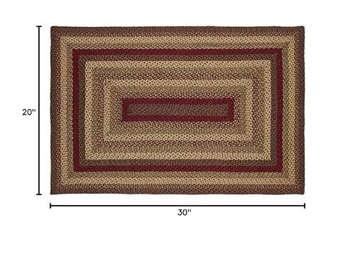 IHF Home Decor Cinnamon Braided Rug 20"x30" Rectangle Accent Floor Carpet Natural Jute Material Doormat | Wine, Natural and Brown Enhance with Woven Collection (20"x30" Rectangle, Cinnamon)