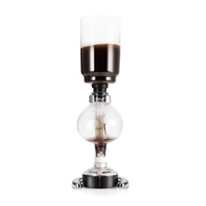 Yama Glass Tabletop Siphon Coffee Maker I Syphon Brewer with Vacuum Technology I Hand Blown Durable Borosilicate Glass for Cleanest Brew I Alcohol Burner I Makes 5 Cups (15-20oz) I, 20-Ounce, Clear