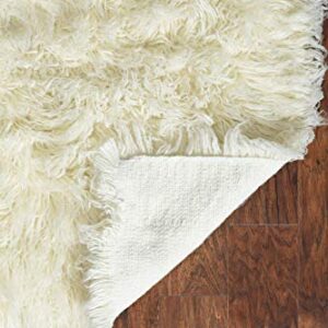 Linon 1400gram Natural Off White Wool Shag 2'4" X 4'3" Accent New Flokati Rug, 2' x 5'