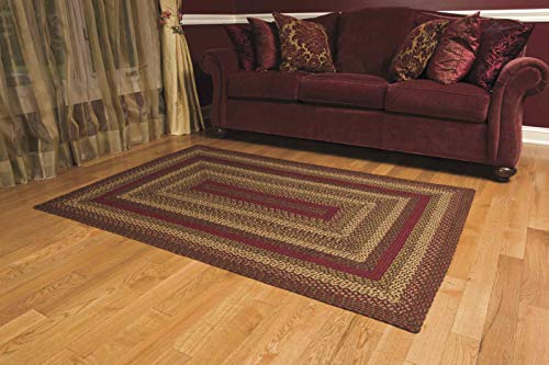 IHF Home Decor Cinnamon Braided Rug 20"x30" Rectangle Accent Floor Carpet Natural Jute Material Doormat | Wine, Natural and Brown Enhance with Woven Collection (20"x30" Rectangle, Cinnamon)