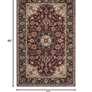 SAFAVIEH Classic Collection Area Rug - 5' x 8', Burgundy & Navy, Handmade Traditional Oriental Wool, Ideal for High Traffic Areas in Living Room, Bedroom (CL362A)