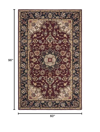 SAFAVIEH Classic Collection Area Rug - 5' x 8', Burgundy & Navy, Handmade Traditional Oriental Wool, Ideal for High Traffic Areas in Living Room, Bedroom (CL362A)